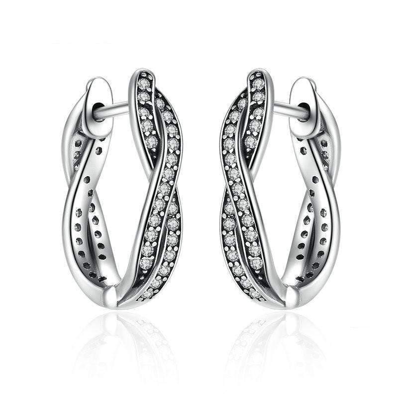 Sterling Silver Twist Of Fate Stud Earrings with Clear Cubic Zirconia Splendid Jewellery