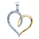 Sterling Silver Two - Tone Diamond Heart & Love Symbol Pendant - Splendid Jewellery