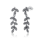Sterling Silver Vintage Sparkling Leaves Drop Earrings - Splendid Jewellery