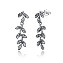 Load image into Gallery viewer, Sterling Silver Vintage Sparkling Leaves Drop Earrings - Splendid Jewellery