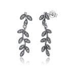 Sterling Silver Vintage Sparkling Leaves Drop Earrings - Splendid Jewellery