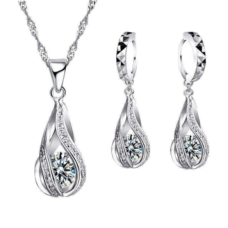 Sterling Silver White Crystal Jewelry Set Splendid Jewellery