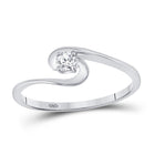 Swirling Brilliance: 10kt White Gold Womens Round Diamond Solitaire Promise Ring - Splendid Jewellery