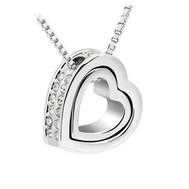 Tantalizing Heart Pendant Necklace With Czech Crystals - Silver Jewellery for Women - Splendid Jewellery