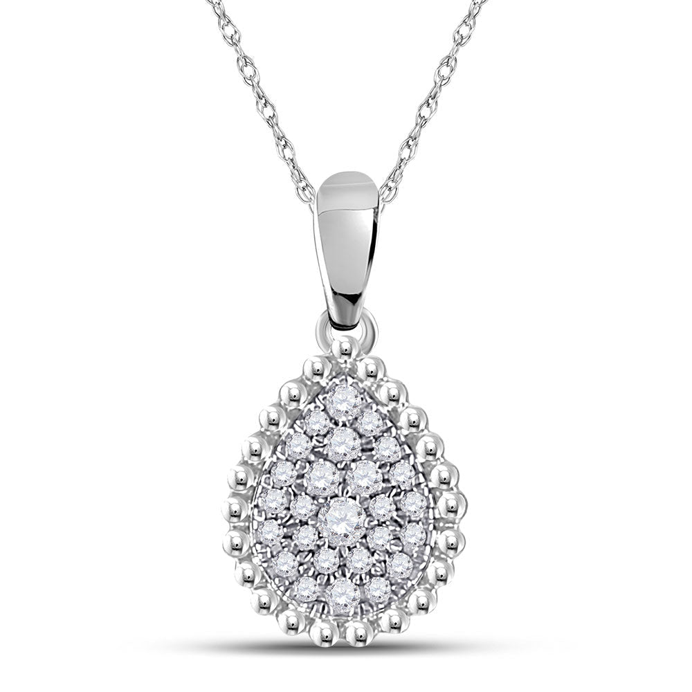 Teardrop Brilliance: 10kt White Gold Diamond Cluster Pendant - Splendid Jewellery