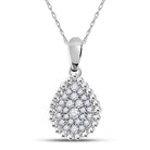 Teardrop Brilliance: 10kt White Gold Diamond Cluster Pendant - Splendid Jewellery