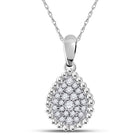 Teardrop Brilliance: 10kt White Gold Diamond Cluster Pendant - Splendid Jewellery