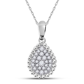 Teardrop Brilliance: 10kt White Gold Diamond Cluster Pendant - Splendid Jewellery
