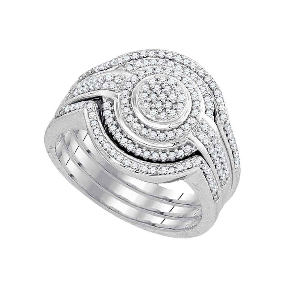The Dazzling Brilliance Diamond Cluster Bridal Wedding Ring Band Set - Splendid Jewellery