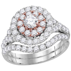 The Mesmerizing Two - Tone Gold Diamond Bridal Wedding Ring Band Set - Splendid Jewellery