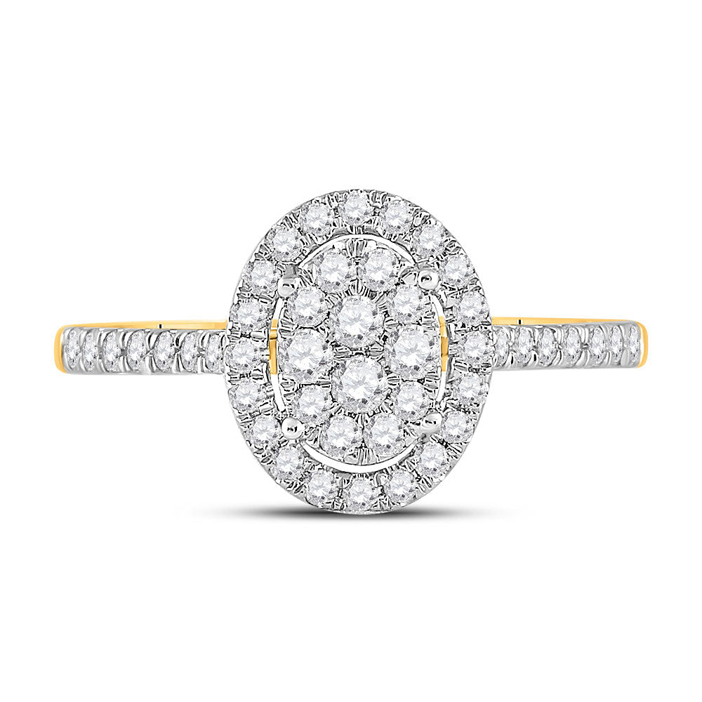 The Radiant Love 10kt Yellow Gold Round Diamond Cluster Bridal Wedding Engagement Ring 1/2 Cttw - Splendid Jewellery