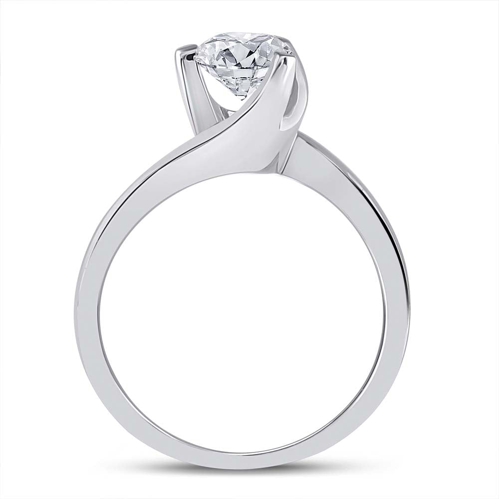 Timeless Beauty: 14kt White Gold Round Diamond Solitaire Bridal Wedding Engagement Ring 1 Cttw - Splendid Jewellery