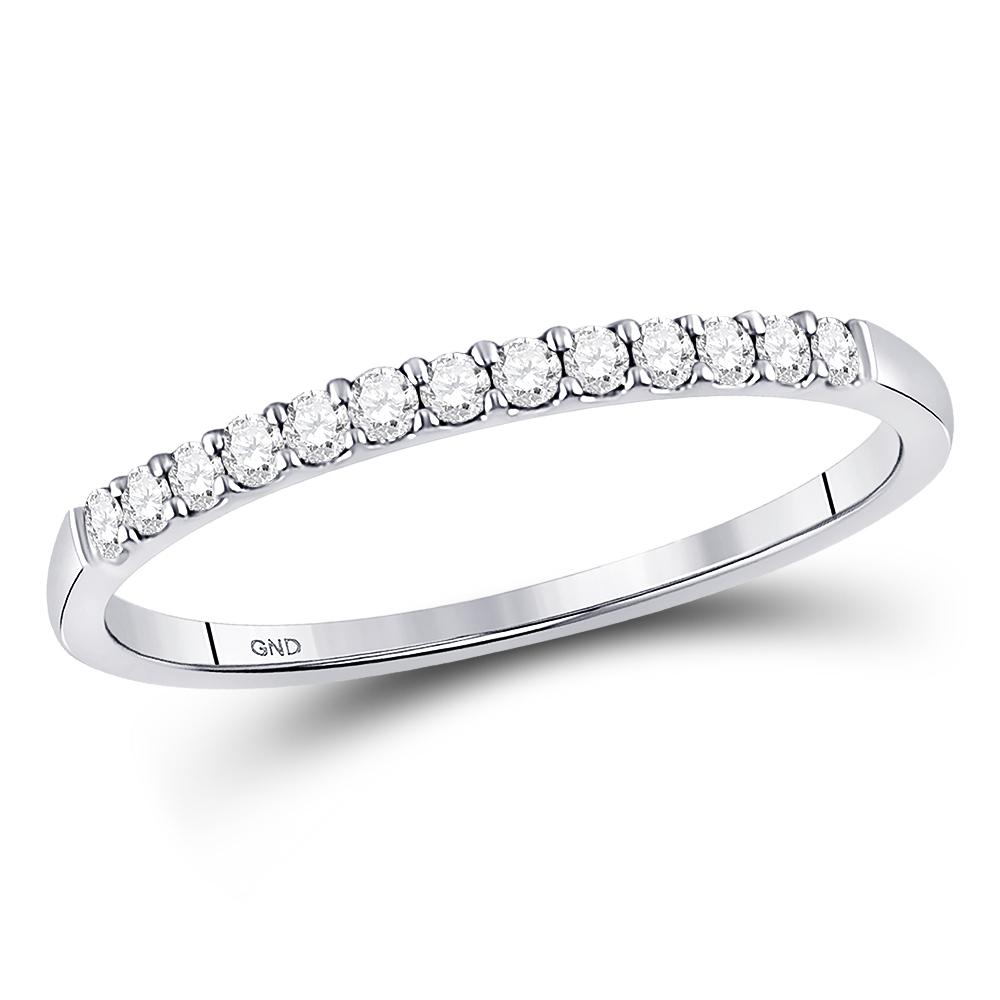 Timeless Brilliance: 10kt White Gold Womens Round Pave - set Diamond Wedding Band 1/6 Cttw - Splendid Jewellery