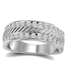 Timeless Brilliance: 14kt White Gold Men's Machine - Set Round Diamond Wedding Band Ring 1/2 Cttw - Splendid Jewellery