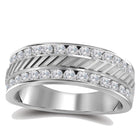Timeless Brilliance: 14kt White Gold Men's Machine - Set Round Diamond Wedding Band Ring 1/2 Cttw - Splendid Jewellery