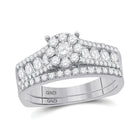 Timeless Brilliance: 14kt White Gold Round Diamond Bridal Wedding Ring Band Set - Splendid Jewellery