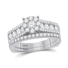 Timeless Brilliance: 14kt White Gold Round Diamond Bridal Wedding Ring Band Set - Splendid Jewellery