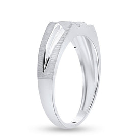 Timeless Love: 10kt White Gold Men's Round Diamond Wedding Band Ring - Splendid Jewellery