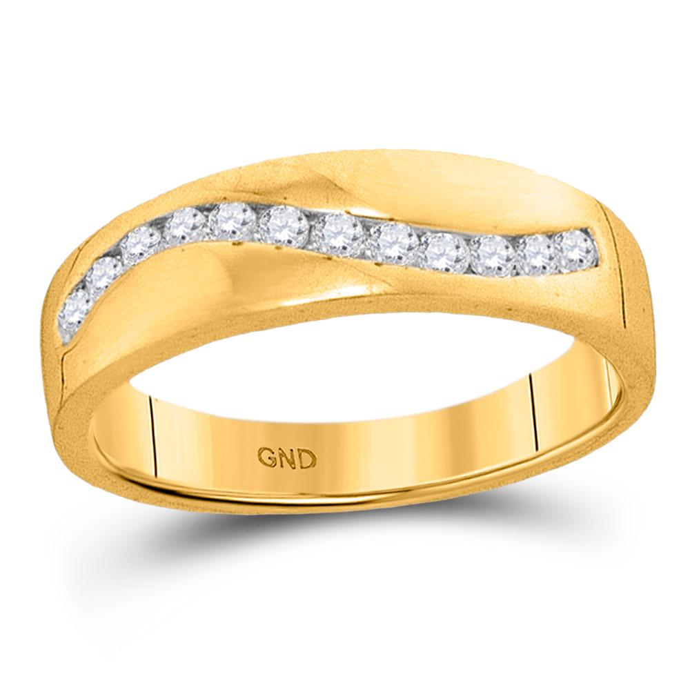 Timeless Radiance: 10kt Yellow Gold Mens Round Diamond Wedding Band Ring 1/4 Cttw - A Treasure for Your Special Day - Splendid Jewellery