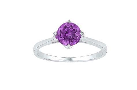 Timeless Sterling Silver Lab Amethyst Solitaire Ring - February Birthstone Gift - Splendid Jewellery