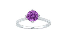 Load image into Gallery viewer, Timeless Sterling Silver Lab Amethyst Solitaire Ring - February Birthstone Gift - Splendid Jewellery