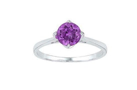 Timeless Sterling Silver Lab Amethyst Solitaire Ring - February Birthstone Gift - Splendid Jewellery