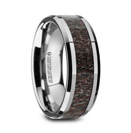 Tungsten Wedding Band with Antler Inlay Splendid Jewellery