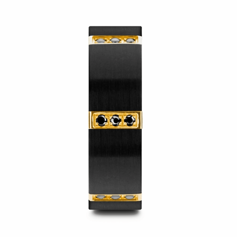 Tungsten Wedding Band with Titanium, Steel Gold and Black Diamonds Splendid Jewellery