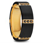 Tungsten Wedding Band with Titanium, Steel Gold and Black Diamonds Splendid Jewellery