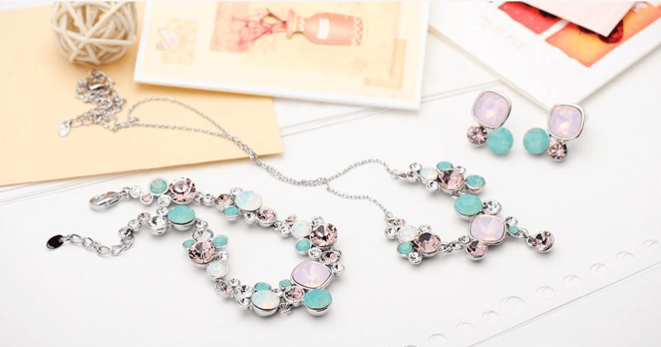 Two Tone Full Set Swarovski Crystal Bridal Jewellery - Now Available Splendid Jewellery