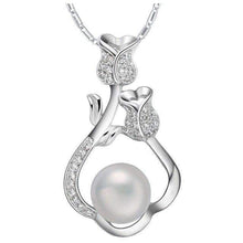 Load image into Gallery viewer, Unblemished Pearl Necklace With Cubic Zircon Stone Pendant - Gift For Her - Splendid Jewellery