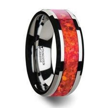 Load image into Gallery viewer, Wear a Stylish Beveled Edge Tungsten Wedding Band Splendid Jewellery
