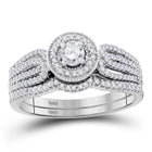 Eternal Love 10k White Gold Diamond Bridal Wedding Ring Band Set Top View from Splendid Jewellery