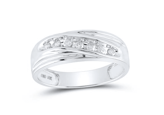 Wedding Collection |10k White Gold Round Diamond Wedding Single Row Band Ring 1/4 Cttw - Splendid Jewellery