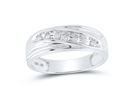 Wedding Collection |10k White Gold Round Diamond Wedding Single Row Band Ring 1/4 Cttw - Splendid Jewellery