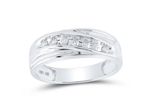 Wedding Collection |10k White Gold Round Diamond Wedding Single Row Band Ring 1/4 Cttw Splendid Jewellery