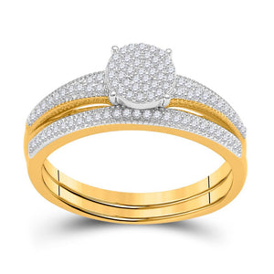 Wedding Collection | 10k Yellow Gold Diamond Cluster Bridal Wedding Ring Band Set 1/4 Cttw | Splendid Jewellery GND