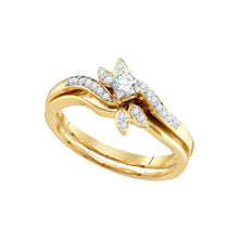 Load image into Gallery viewer, Radiant Love 10k Yellow Gold Diamond Bridal Wedding Ring Band Set Top View from Splendid Jewellery