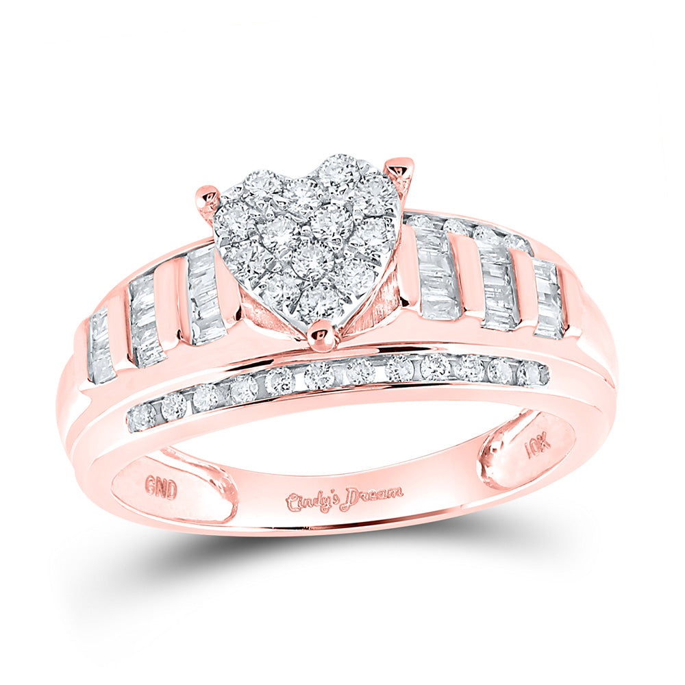 Wedding Collection | 10kt Rose Gold Baguette Diamond Heart Bridal Wedding Engagement Ring 1/2 Cttw | Splendid Jewellery GND