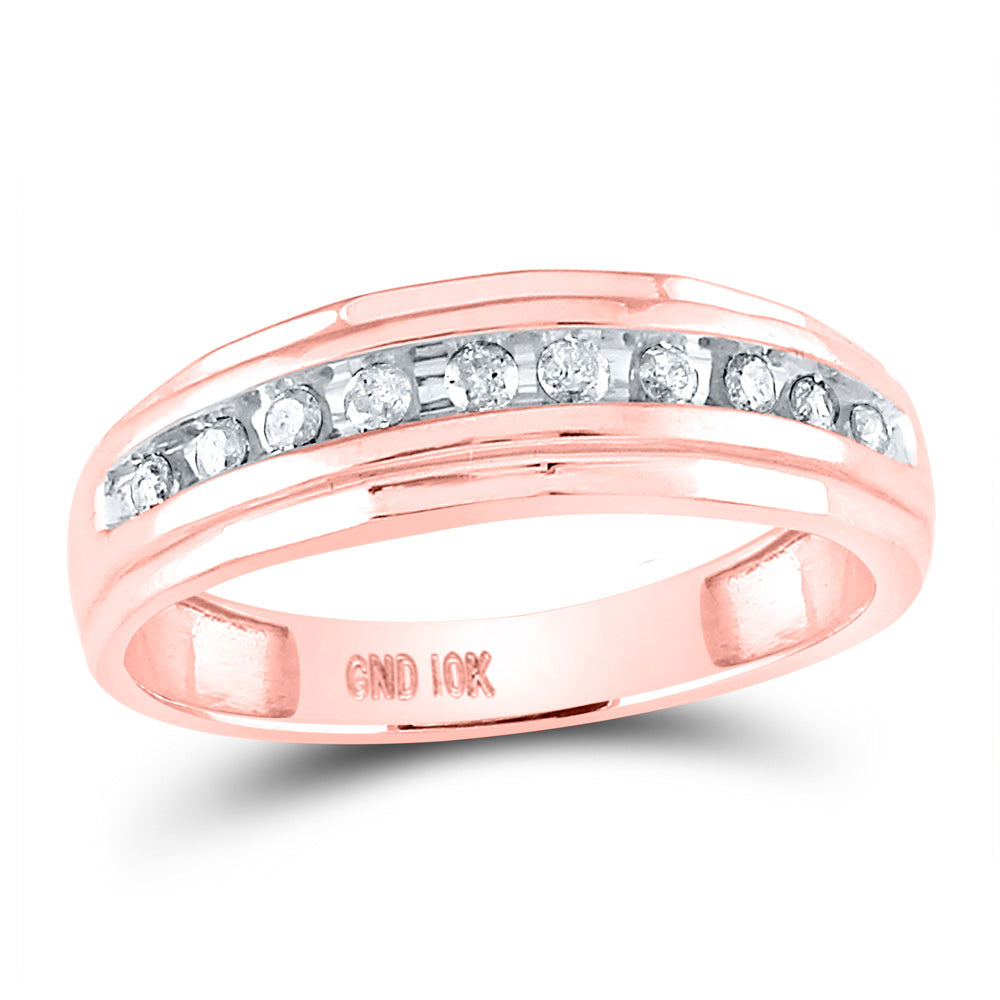 Wedding Collection | 10kt Rose Gold Mens Round Diamond Wedding Band Ring 1/4 Cttw | Splendid Jewellery GND
