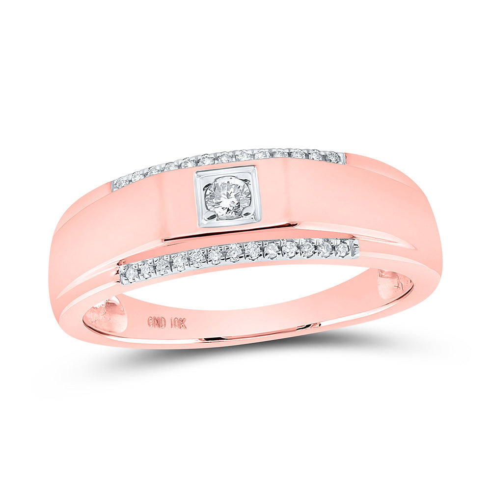 Wedding Collection | 10kt Rose Gold Mens Round Diamond Wedding Solitaire Band Ring 1/6 Cttw | Splendid Jewellery GND