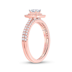 Wedding Collection | 10kt Rose Gold Princess Diamond Bridal Wedding Ring Band Set 3/4 Cttw | Splendid Jewellery GND