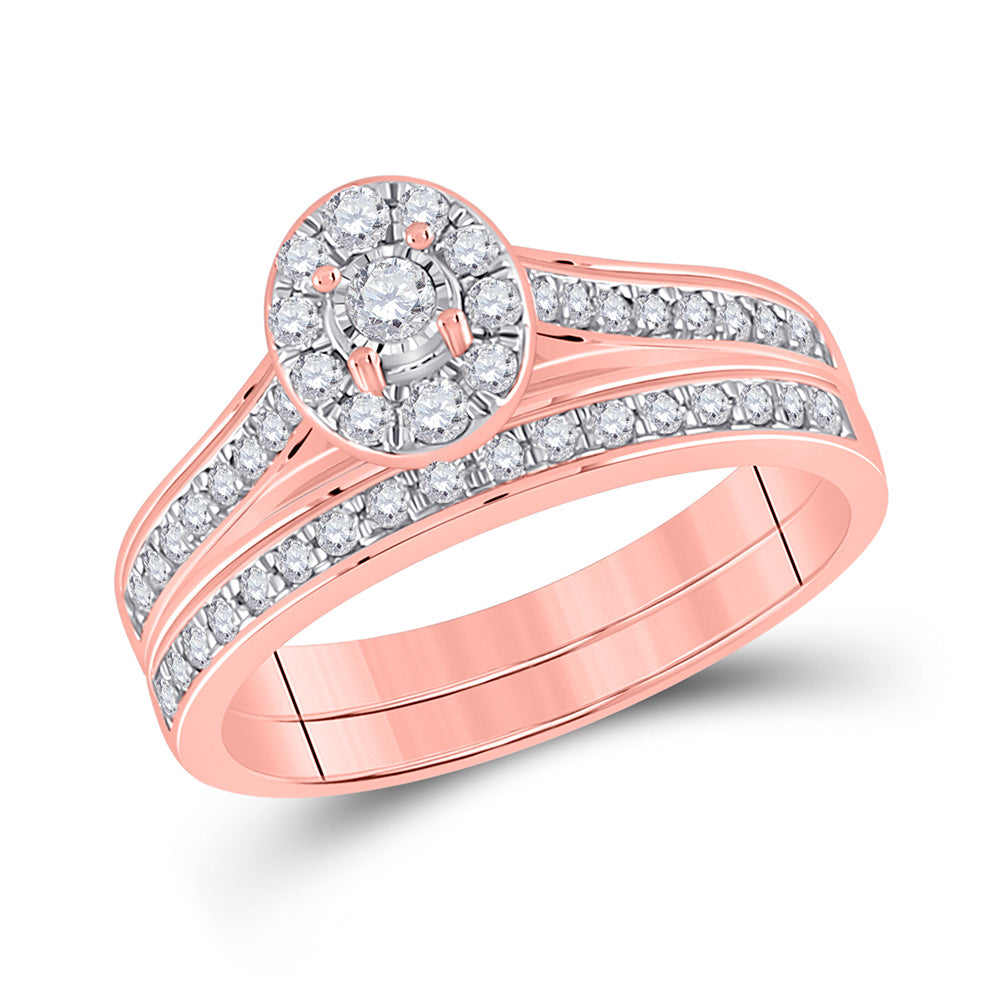 Wedding Collection | 10kt Rose Gold Round Diamond Bridal Wedding Ring Band Set 1/2 Cttw | Splendid Jewellery GND