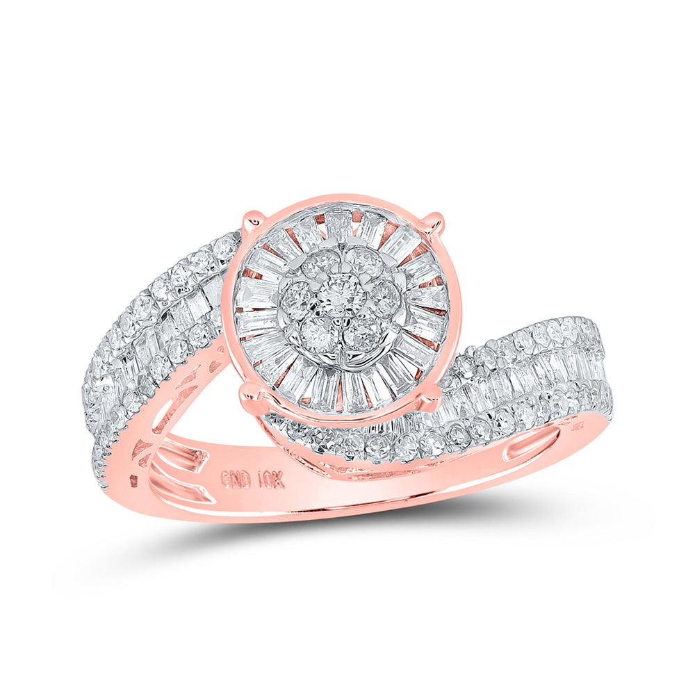Wedding Collection | 10kt Rose Gold Round Diamond Cluster Bridal Wedding Engagement Ring 1-1/4 Cttw | Splendid Jewellery GND