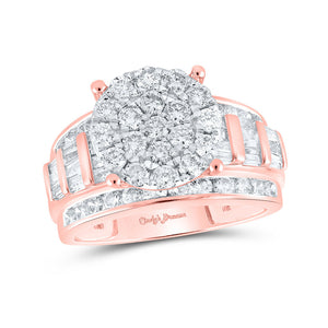 Wedding Collection | 10kt Rose Gold Round Diamond Cluster Bridal Wedding Engagement Ring 2 Cttw | Splendid Jewellery GND