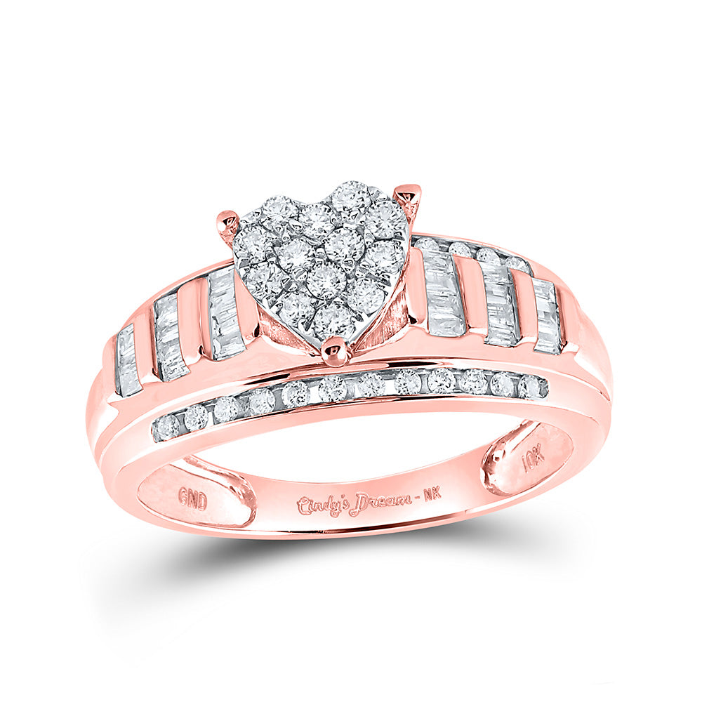 Wedding Collection | 10kt Rose Gold Round Diamond Heart Bridal Wedding Engagement Ring 1/2 Cttw | Splendid Jewellery GND
