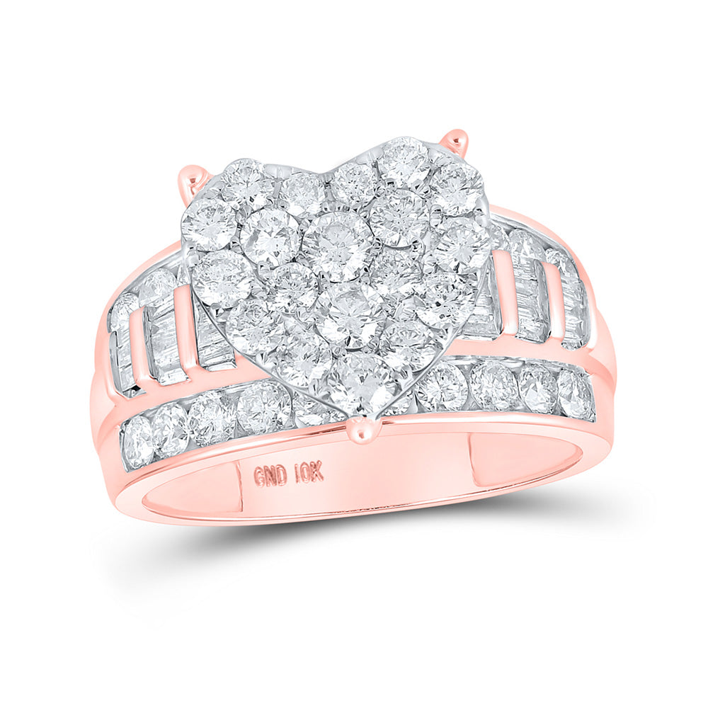 Wedding Collection | 10kt Rose Gold Round Diamond Heart Bridal Wedding Engagement Ring 2 Cttw | Splendid Jewellery GND