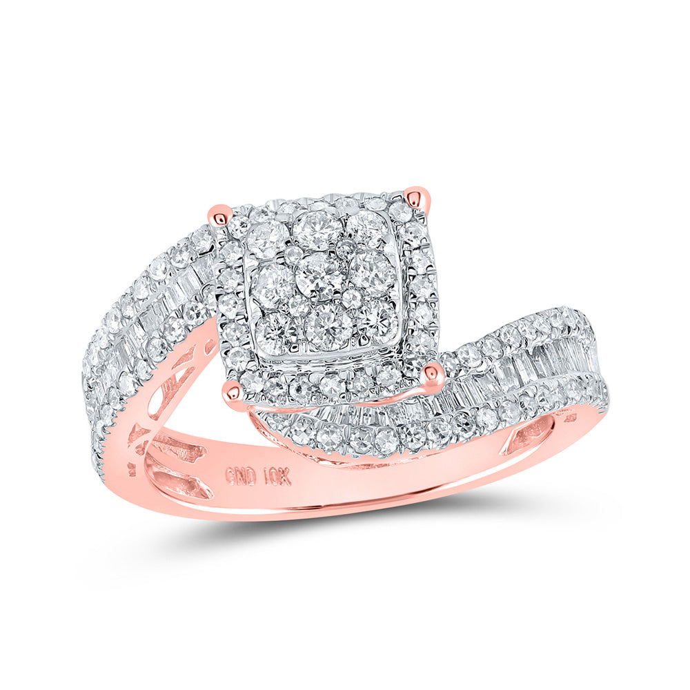 Wedding Collection | 10kt Rose Gold Round Diamond Square Bridal Wedding Engagement Ring 1-1/4 Cttw | Splendid Jewellery GND