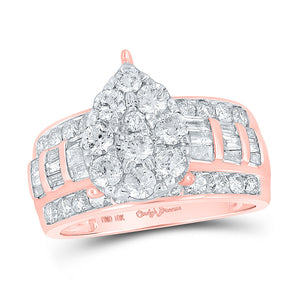 Wedding Collection | 10kt Rose Gold Round Diamond Teardrop Bridal Wedding Engagement Ring 2 Cttw | Splendid Jewellery GND