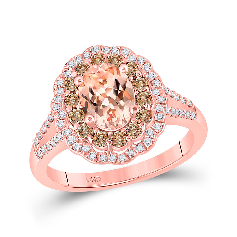 Wedding Collection | 10kt Rose Gold Round Morganite Solitaire Bridal Wedding Engagement Ring 1-3/8 Cttw | Splendid Jewellery GND